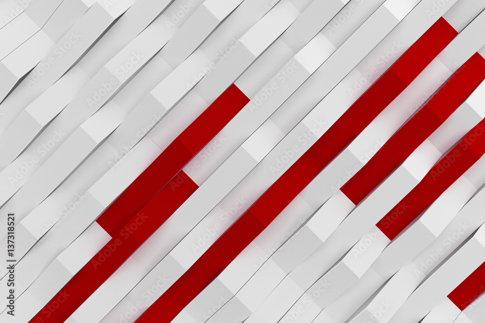 3D rendering of white matte plastic waves with colored elements 3D rendering of white matte plastic waves with colored elements