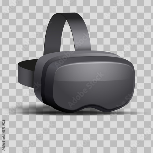 Original stereoscopic 3d vr mask with headphones. Perspective view. Vector illustration Isolated on transparent background.