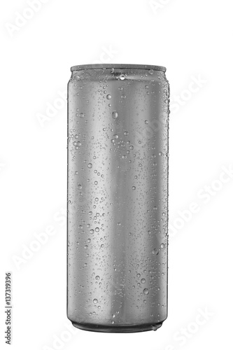 325 ml aluminum tin can with condensation isolated on white
