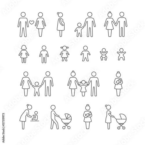 Family and friends icon set