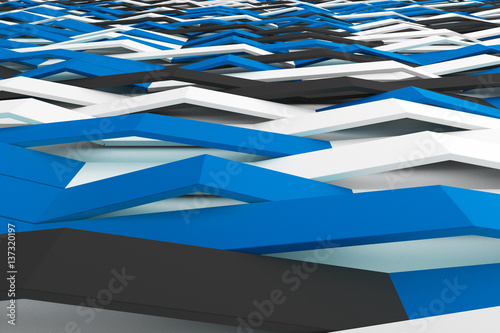 Abstract 3D rendering of matte plastic waves