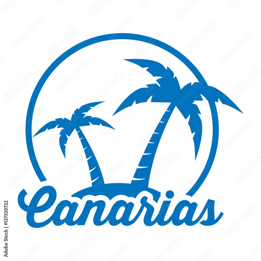 Icono plano Canarias en isla azul en fondo blanco