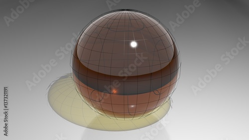 Glass sphere in a black wireframe