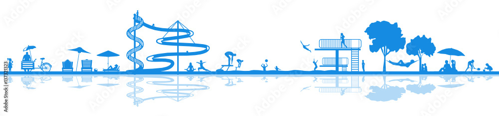 Fototapeta premium Silhouette Schwimmbad