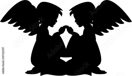 2 Angels Praying in Silhouette