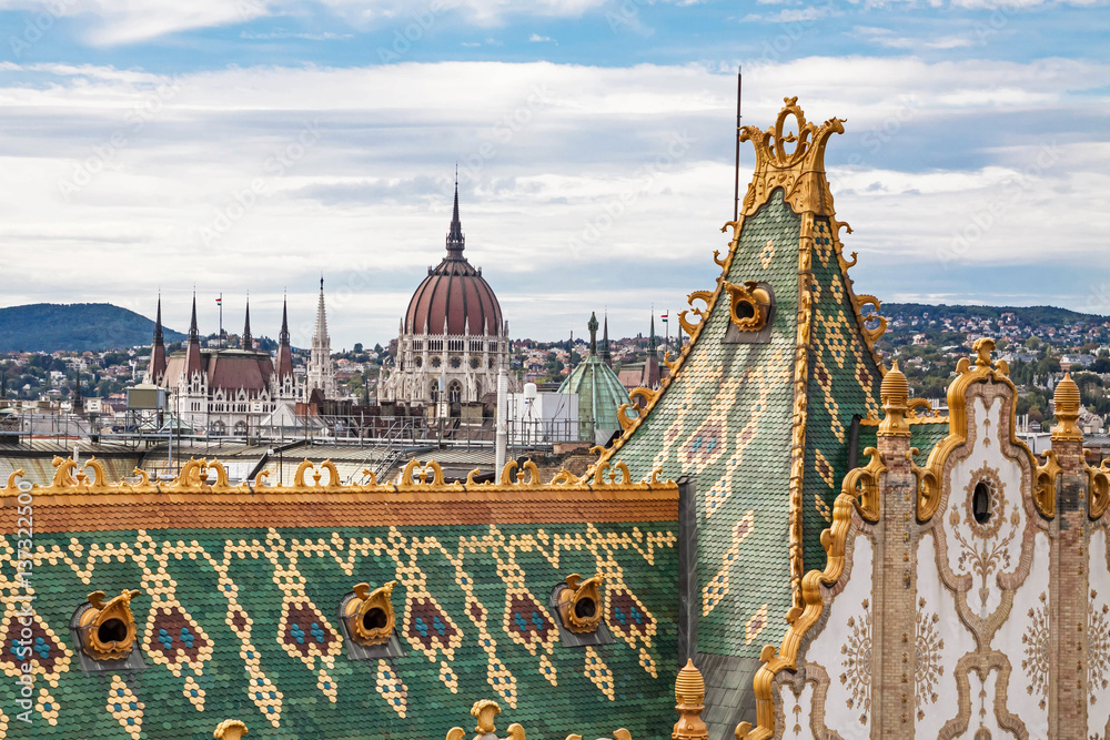 Hungarian parliament in Budapest on the Danube river