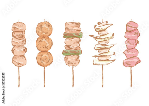 焼き鳥のイラスト素材 串焼き5本セット カラー Stock イラスト Adobe Stock 焼き鳥のイラスト素材 串焼き5本セット カラー Stock イラスト Adobe Stock