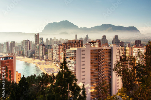Aerial View from mountain of the city of Benidorm, Spain