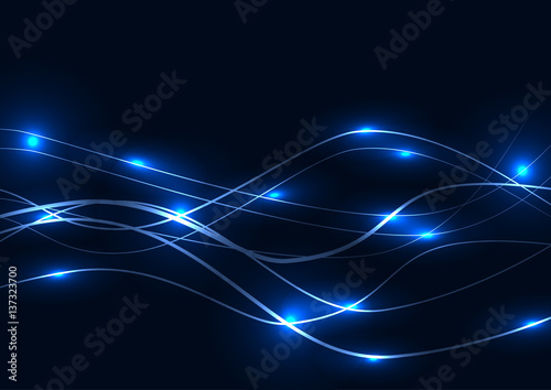 Blue wavy ribbon on a dark blue background