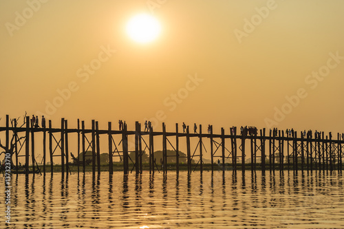 U Bein bridge in sunset at Mandalay, Myanmar