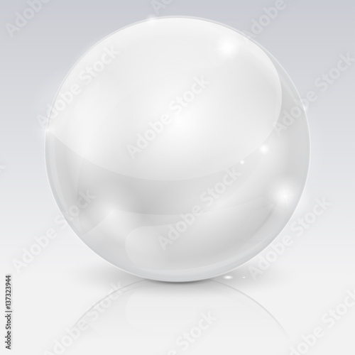 White glass ball. 3d shiny sphere