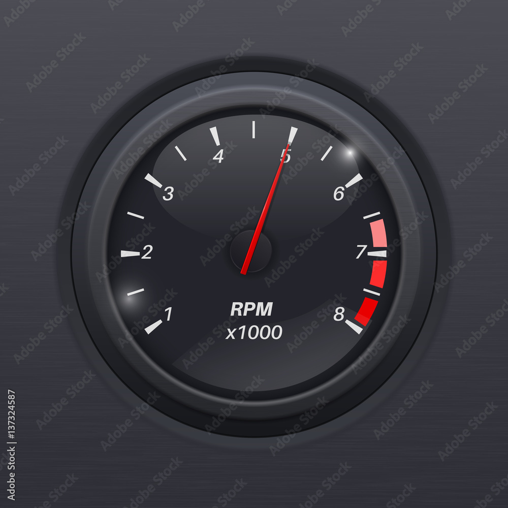 Tachometer. Black gauge. Classic car computer dashboard Tachometer. Black gauge. Classic car computer dashboard