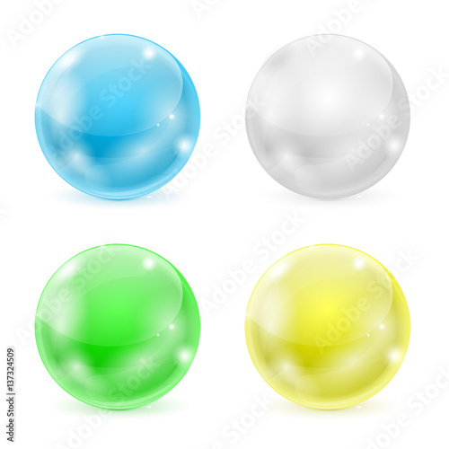 Glass balls. Colored 3d shiny sphere