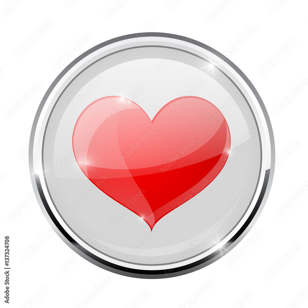 Heart symbol in round chrome frame Heart symbol in round chrome frame