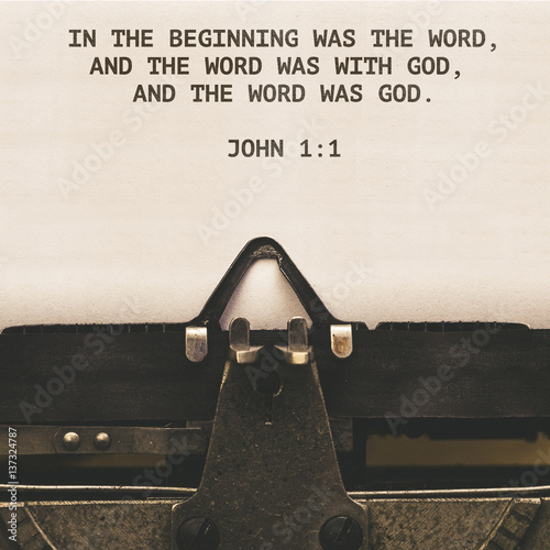 Fotografia, Obraz Bible quote on paper in vintage type writer from 1920s