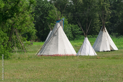 Bild auf Leinwand Close-up of an Indian tipi on a field