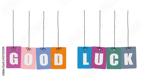 Cardboard hanging - vector colorful. Tags - good luck.