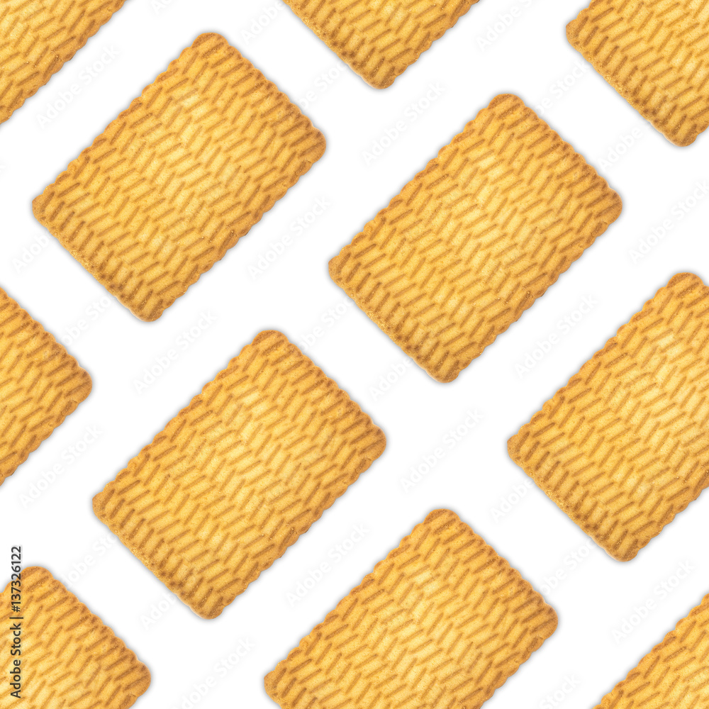 A pattern of round cookies on a white background A pattern of round cookies on a white background