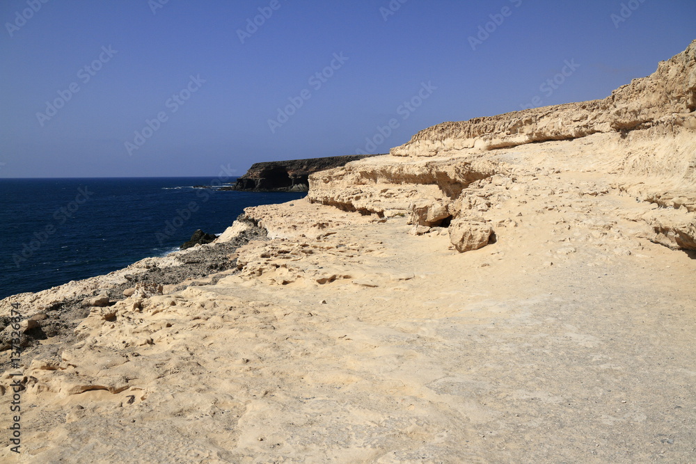 Black volcanic caves on the coast near Ajuy village, Fuerteventura