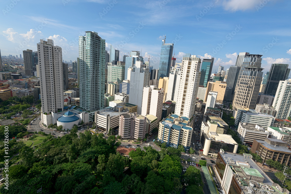 Hight rise condominium and office buildings in Makati City, Manila, Philippines.