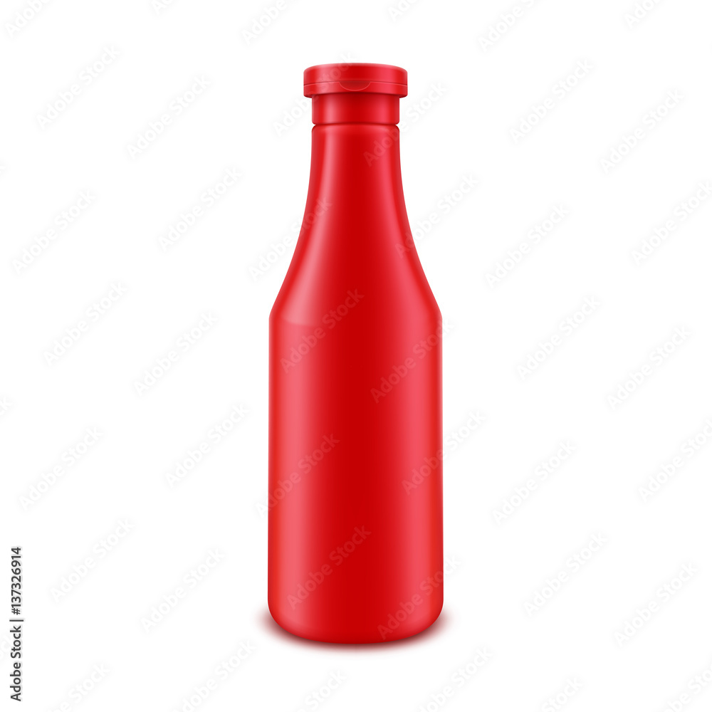 Vector Blank Plastic Red Tomato Ketchup Bottle for Branding without label Isolated on White Background Vector Blank Plastic Red Tomato Ketchup Bottle for Branding without label Isolated on White Background