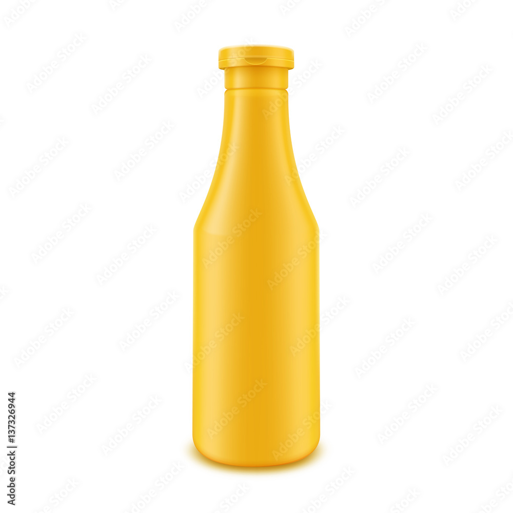 Vector Blank Plastic Yellow Mustard Bottle for Branding without label Isolated on White Background Vector Blank Plastic Yellow Mustard Bottle for Branding without label Isolated on White Background