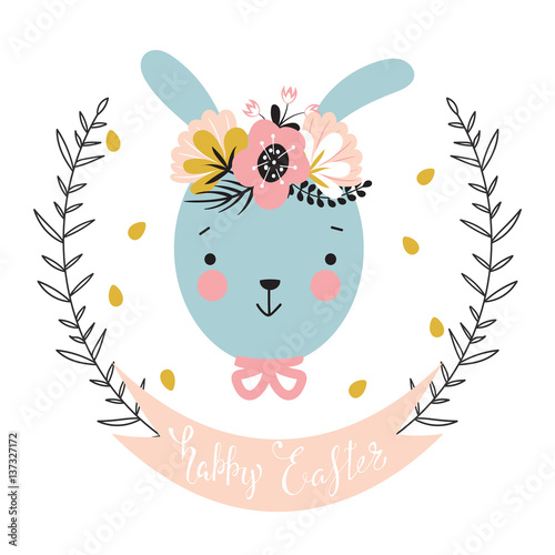 Easter illustration with cute bunny