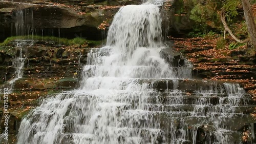 Brandwine Falls, a waterfall in Ohio's Cuyahoga Valley National Park, is featured in this seamlessly looping video.
