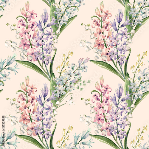 Watercolor hyacinth pattern