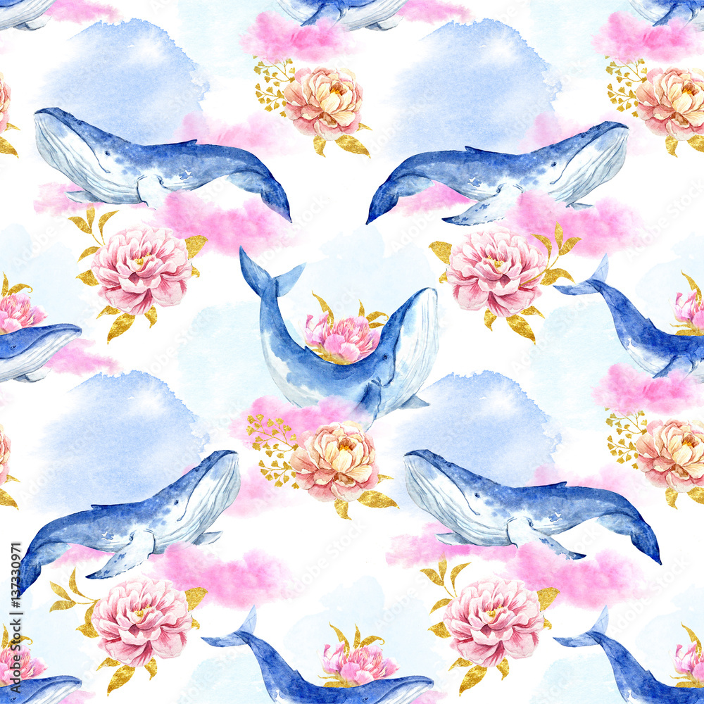Obraz premium Abstract pattern with whales