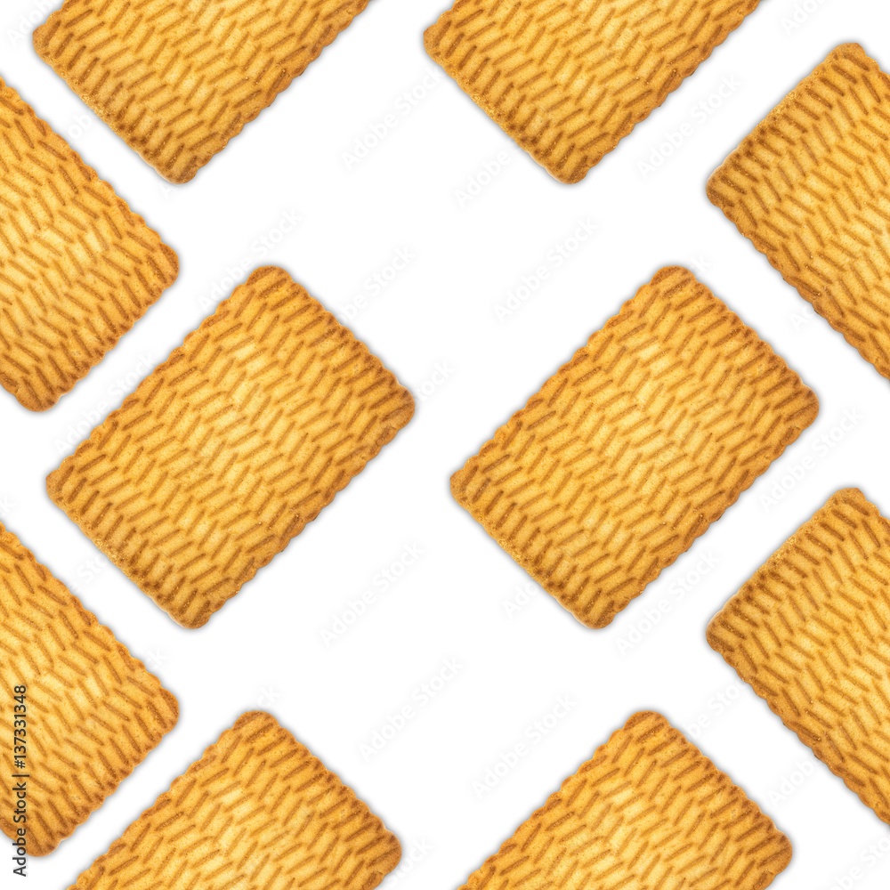 A pattern of round cookies on a white background A pattern of round cookies on a white background