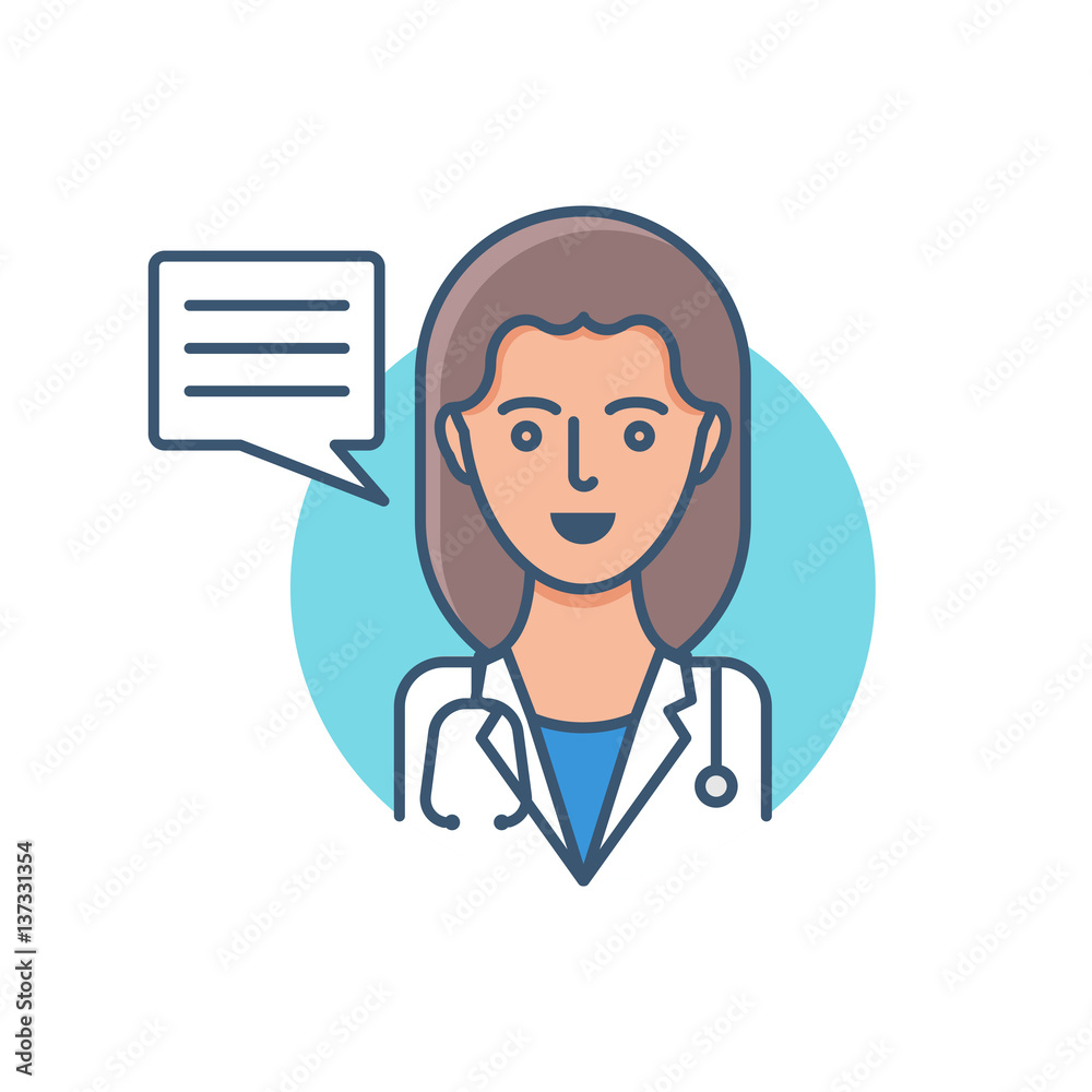 Vector illustration of a doctor with speech bubble Vector illustration of a doctor with speech bubble