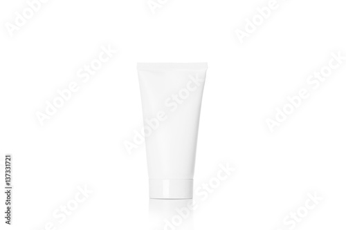 Jar or blank tube for cosmetic product isolated in white. Mock up.