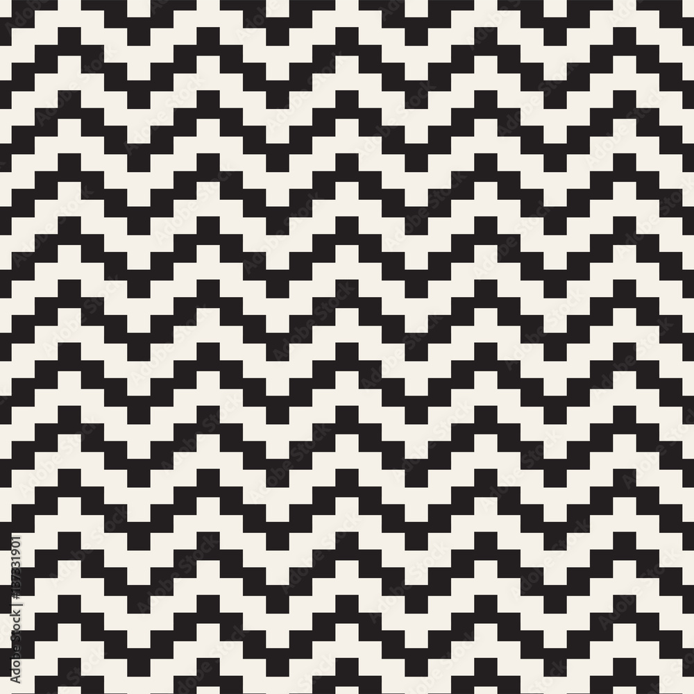 Fototapeta premium Halftone Edgy Lines Mosaic Endless Stylish Texture. Vector Seamless Black and White Pattern