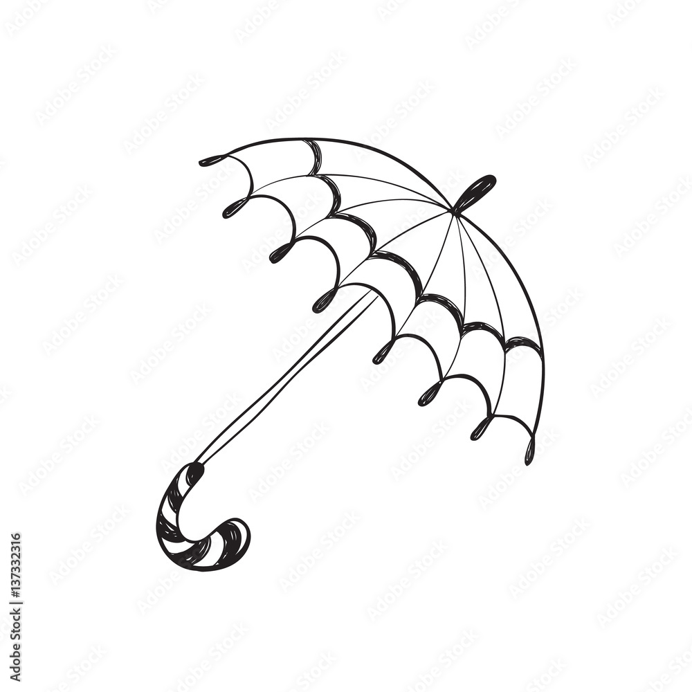 Hand drawn umbrella symbol isolated on white background. Hand drawn umbrella symbol isolated on white background.