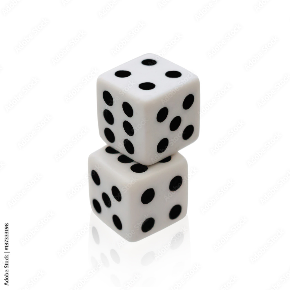 Dice game isolated on white background. Clipping path Dice game isolated on white background. Clipping path