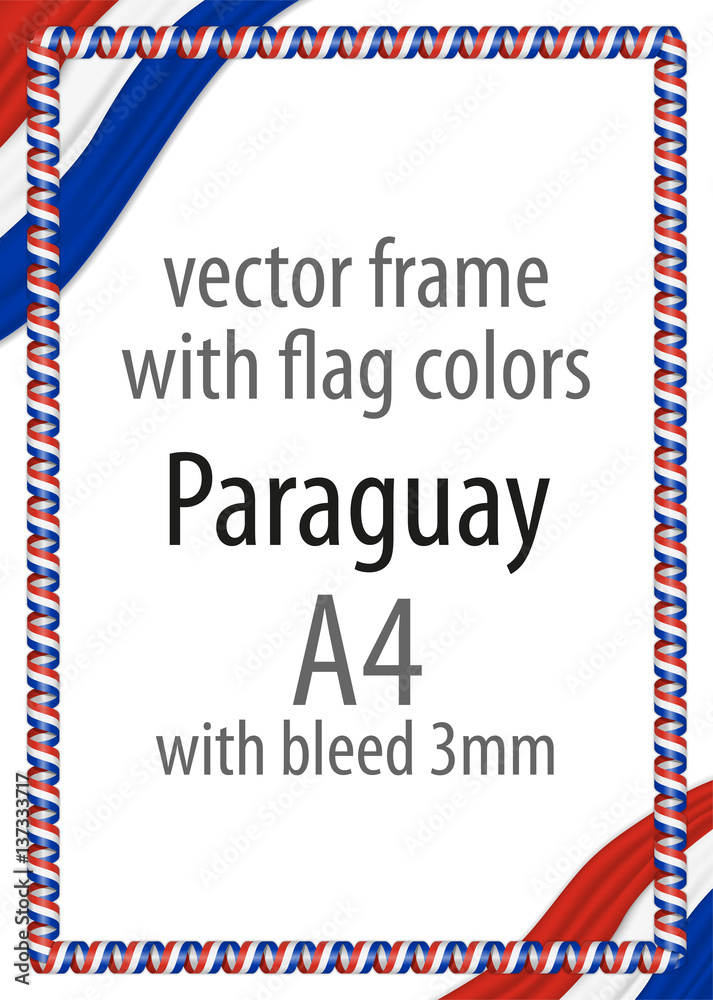 Obraz premium Frame and border of ribbon with the colors of the Paraguay flag
