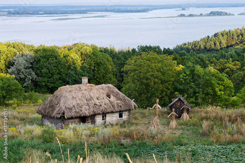 reconstruction of the old Ukrainian yard in the village on the banks of the Dnieper Vitachov photo