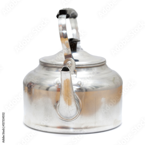 aluminium kettle isolated photo