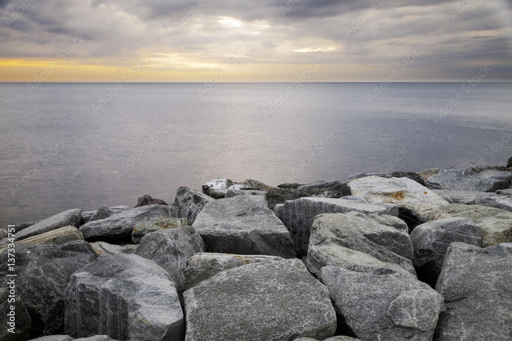 Ligurian sea winter panorama. Color image