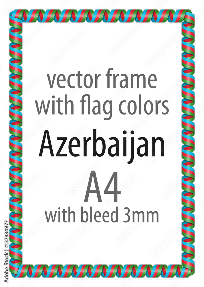 Frame and border of ribbon with the colors of the Azerbaijan flag