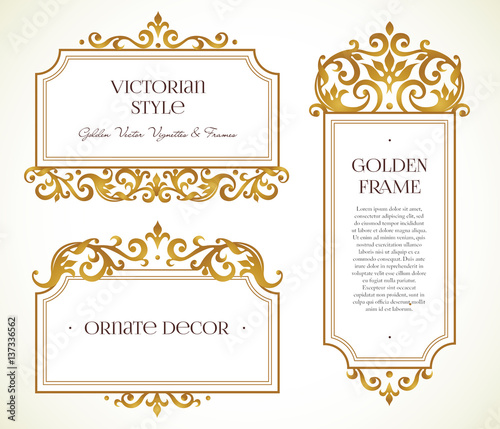 Vector set frames, vignette in Victorian style.