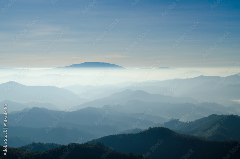 The Fog Mountain in the Morning at Mae Hong Son Thailand.