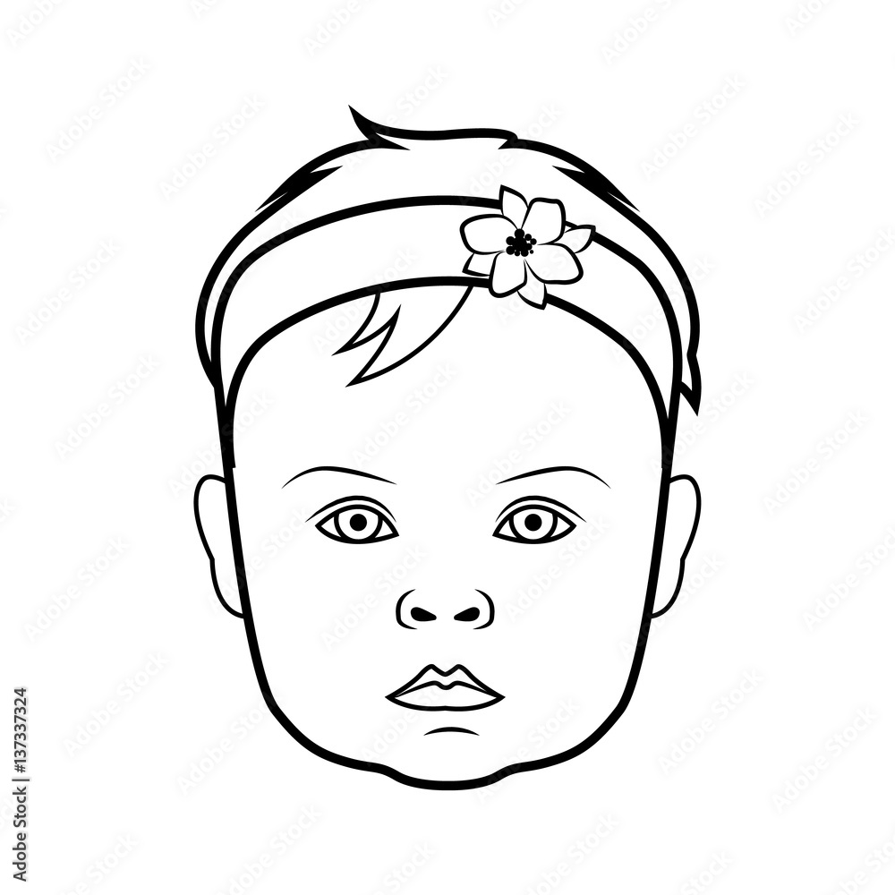Realistic baby face icon. Isolated vector illustration on white Realistic baby face icon. Isolated vector illustration on white