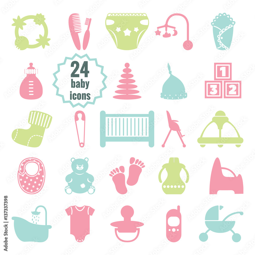 Vector baby icons set.