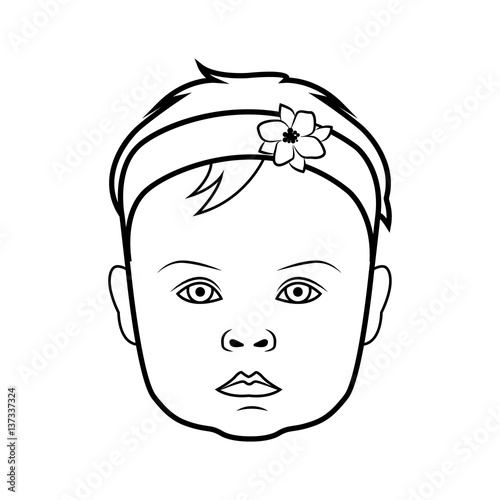 Realistic baby face icon. Isolated vector illustration on white