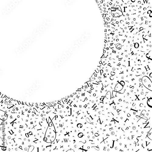 Abstract background of letters and digits.