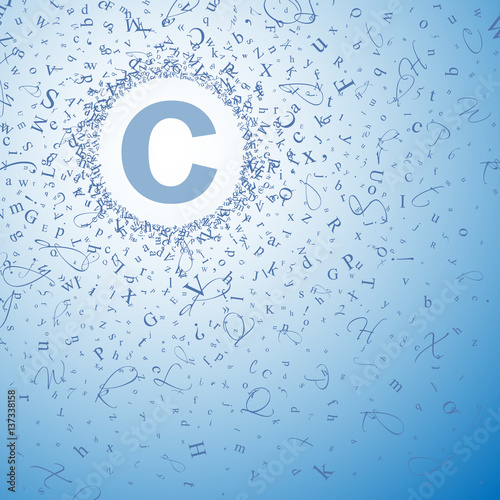 Abstract background of letters and digits.