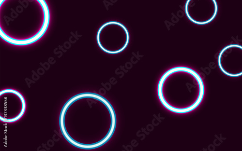 Vector illustration abstract background. Bright glowing ring on burgundy background. Different colors.