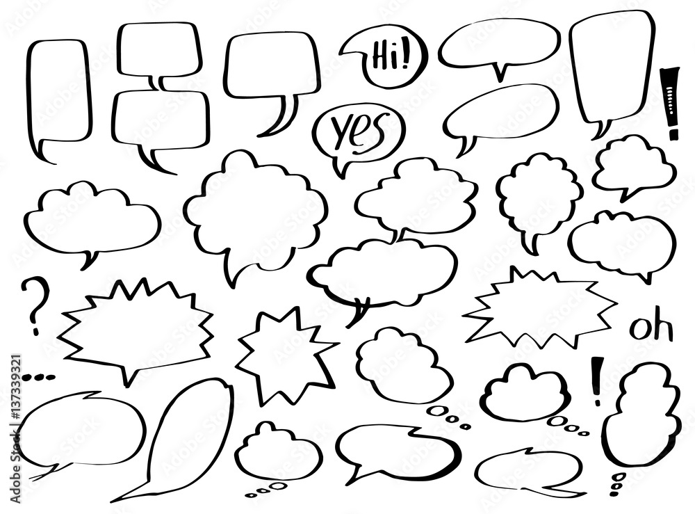 Fototapeta premium Set of Speech Bubbles. Hand Drawn.